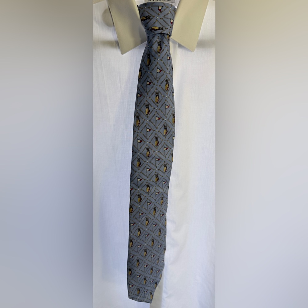 Tommy Hilfiger Blue and Yellow Patterned Tie